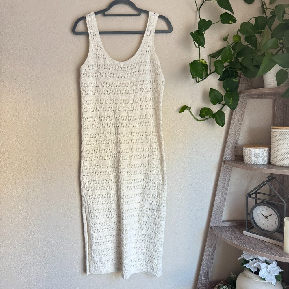 Old Navy Ivory Crochet Knit Midi Dress | Sleeveless | Size Medium | Boho